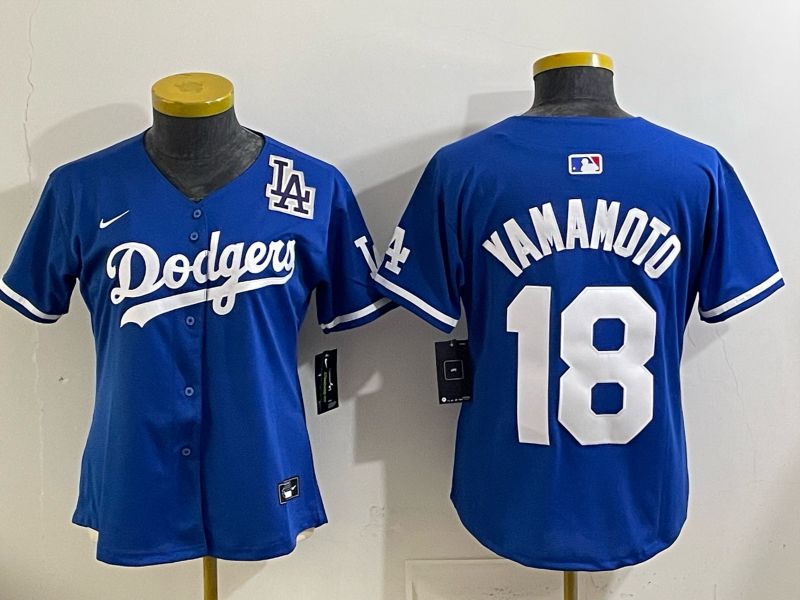 Youth 2025 Los Angeles Dodgers #18 Yamamoto Blue Game Nike MLB Jersey style 0029